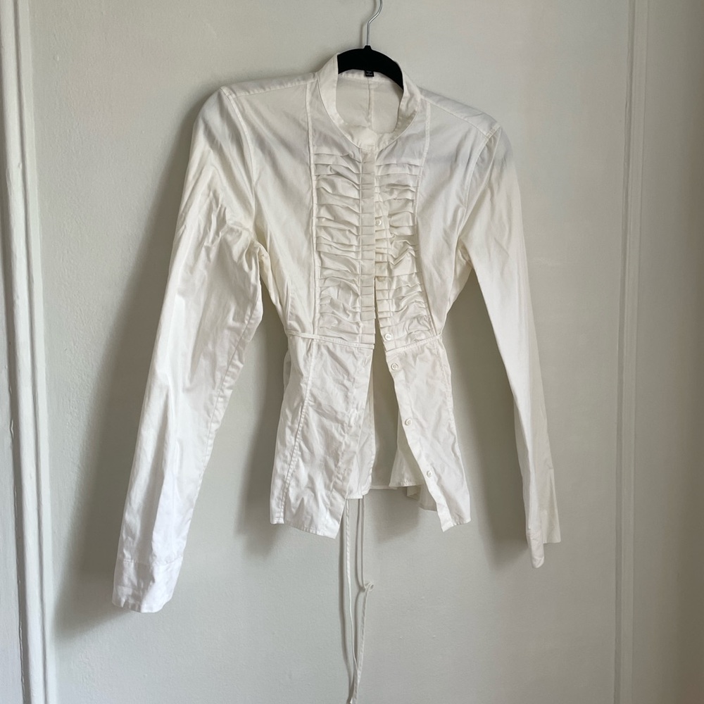 Hugo Boss Cotton Blouse with Tie Waist